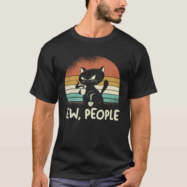 Introvert Cat Ew People T Shirt (Framsida)