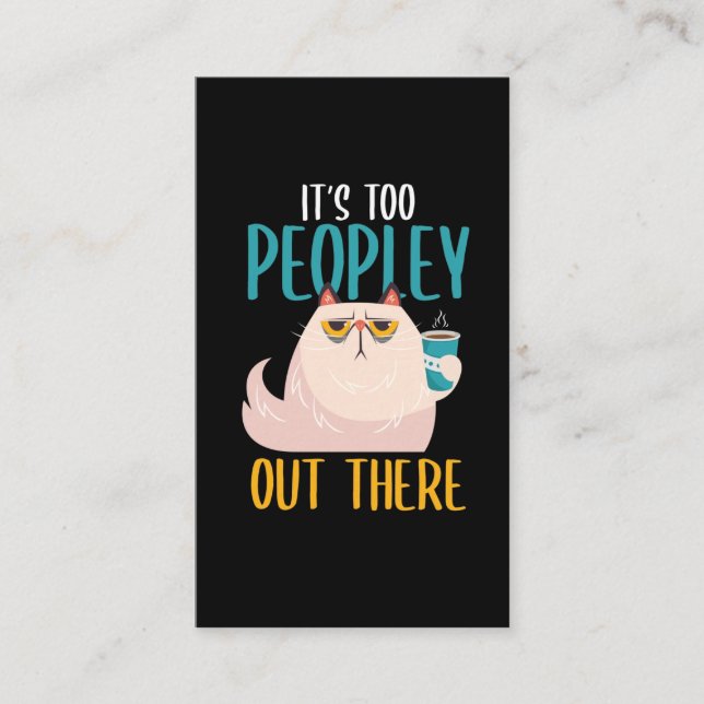 Introvert Cat Funny inåtvänd kaffedrickare Visitkort (Framsida)