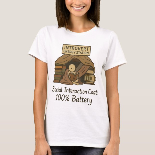 Introvert Energy Station Reading Recharge T-Shirt (Framsida)