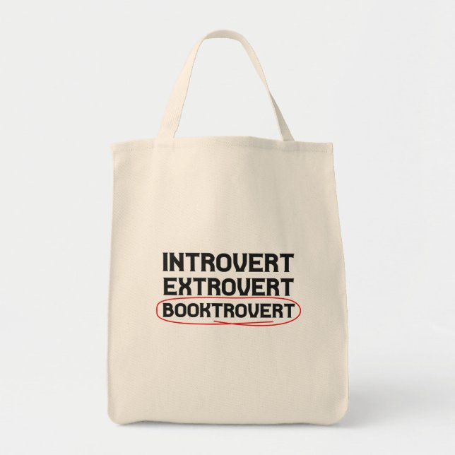 Introvert Extrovert Booktrovert Funny Bok älskare Tygkasse (Framsidan)