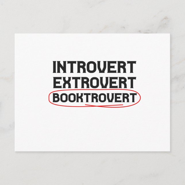 Introvert Extrovert Booktrovert Funny Bok älskare Vykort (Framsida)