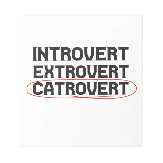 Introvert Extrovert Catrovert Funny Anteckningsblock (Framsida)