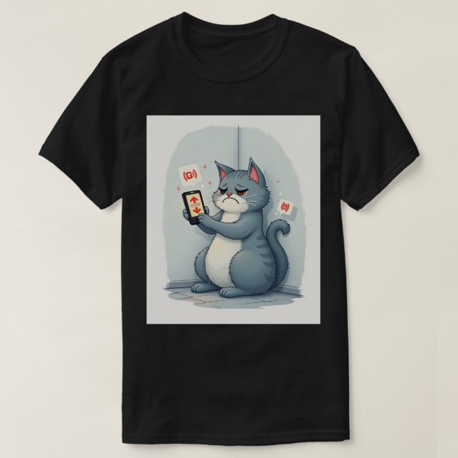 Introvert Feed Refresh Avoidance Funny Cat Sticker T Shirt (Design framsida)