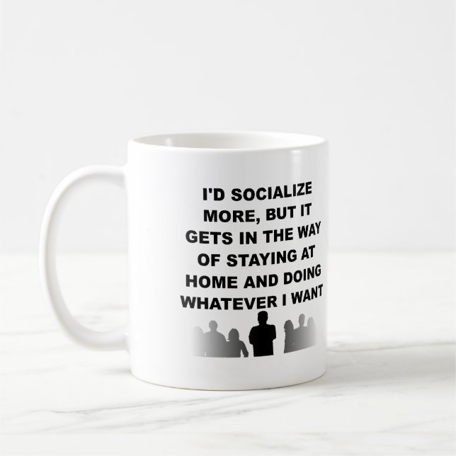 Introvert Håll Hemma Rolig Mugg eller Resemugg (Vänster)