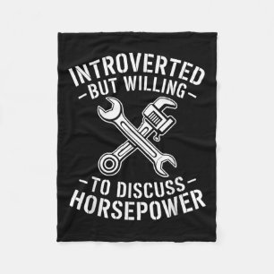 Introvert Horsepower Quote Mechanic Wrench Humor Fleecefilt