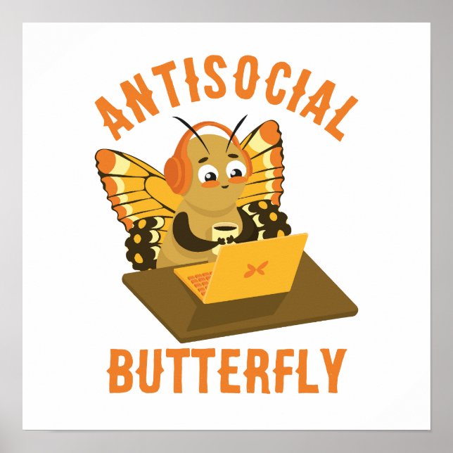 Introvert Humor Aesthetic Antisocial Butterfly Poster (Framsidan)
