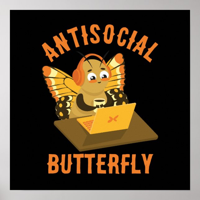 Introvert Humor Aesthetic Antisocial Butterfly Poster (Framsidan)