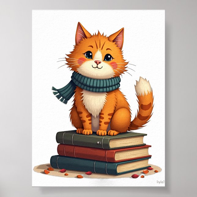 Introvert Kat Läger Böcker Mysig Höst Kawaii Krig Poster (Framsidan)