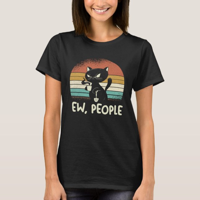 Introvert katt äckliga människor t shirt (Framsida)