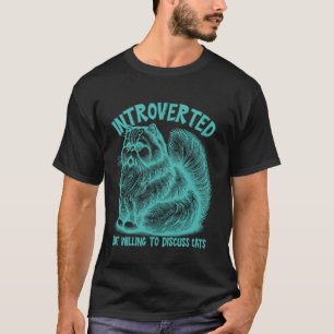 Introvert Kattälskare Roligt Söt Aqua Katt Tyst Gi T Shirt