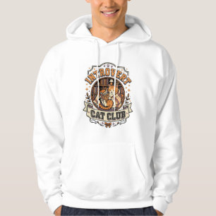 Introvert Kattklubb Katt Introvert Antisocial Vint Hoodie