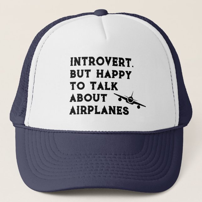 Introvert Men Glad Att Prata Om Flygplan, Roligt Keps (Framsida)