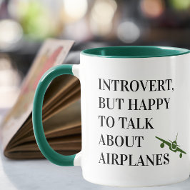 Introvert Men Glad Att Prata Om Flygplan, Roligt Mugg
