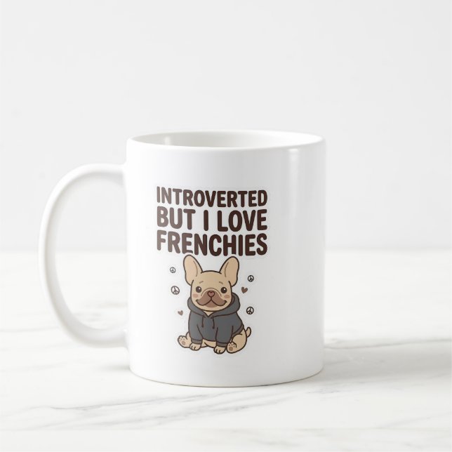 Introvert men jag älskar fransktutar sött design kaffemugg (Vänster)