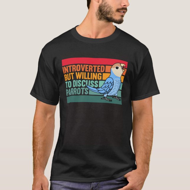 Introvert men papegojor Päron ansikte blå älskling T Shirt (Framsida)