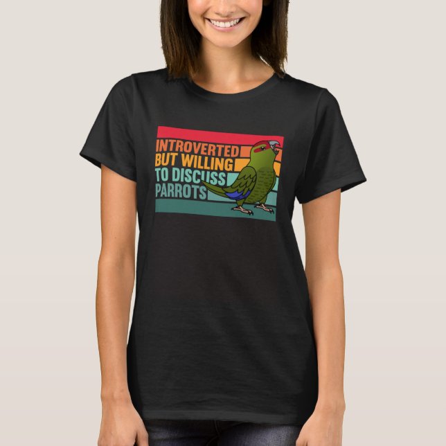 Introvert men papegojor Röd kronad Kakariki T Shirt (Framsida)