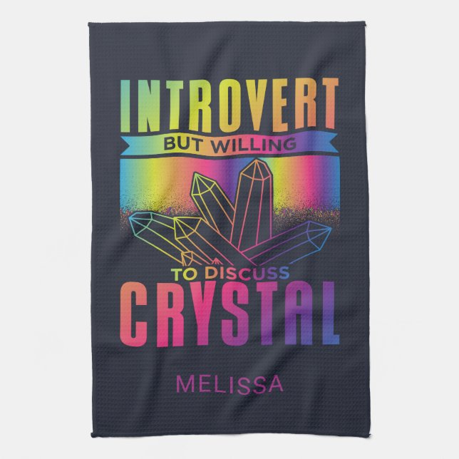 Introvert, men vill diskutera Crystal Anpassningsb Kökshandduk (Vertikal)