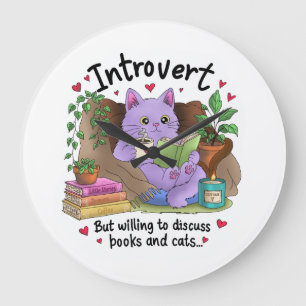 Introvert men villig att diskutera böcker och katt stor klocka