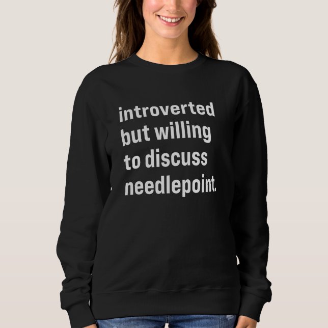Introvert men villig att diskutera broderi t shirt (Framsida)
