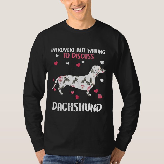Introvert, men villig att diskutera Dachshund Cost T Shirt (Framsida)