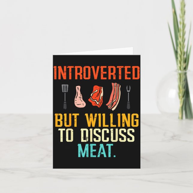 Introvert men villig att diskutera kött Bbq grilln Kort (Framsida)