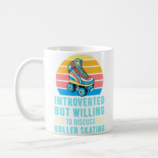 Introvert men villig att diskutera rullskridskoåkn kaffemugg (Vänster)