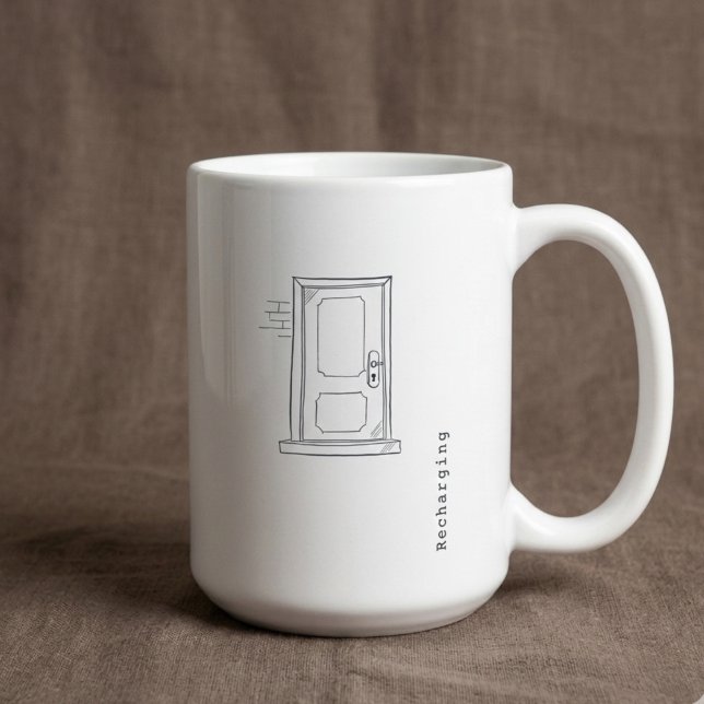 Introvert Morning Minimalist Line Art Mug Gift Kaffemugg (Skapare uppladdad)