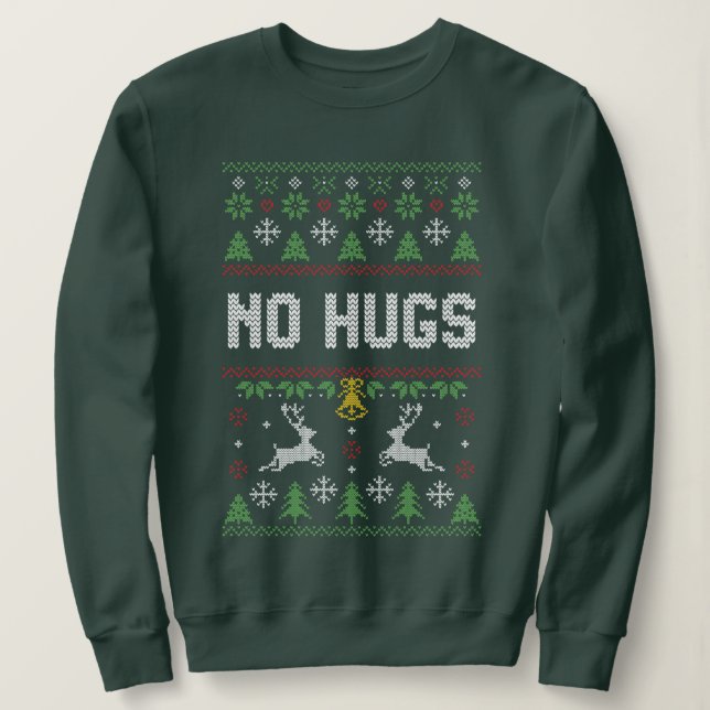 Introvert No Hugs Ugly jul Sweater T Shirt (Design framsida)