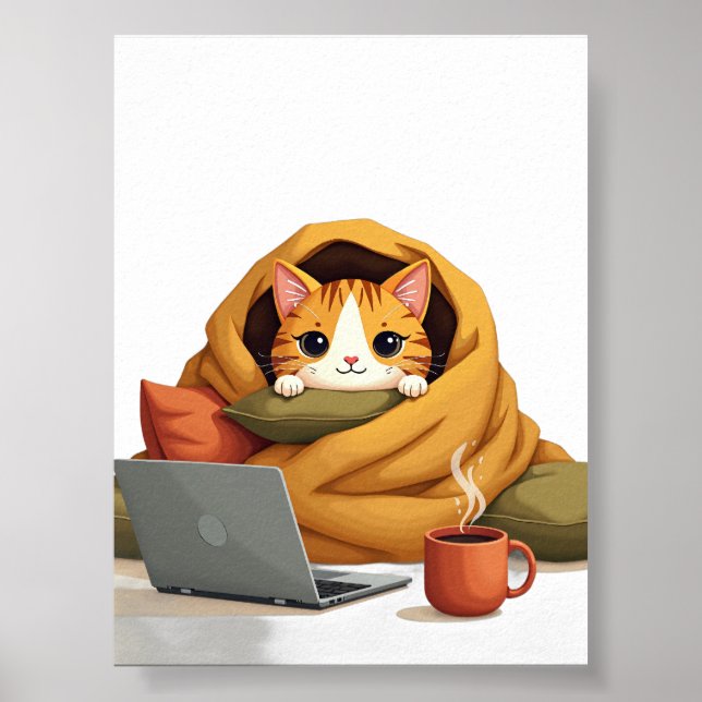 Introvert överlevnadsläge Katt filt fort Bärbar da Poster (Framsidan)