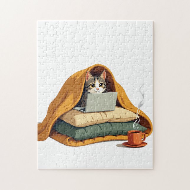 Introvert överlevnadsläge katt filt fort dekal pussel (Vertikal)