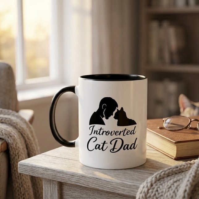 Introvert Pappkatt Vintage Silhuett Kaffe Mugg (Skapare uppladdad)
