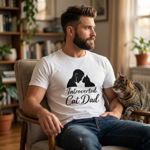 Introvert Pappkatt Vintage Silhuett Minimalistisk T Shirt