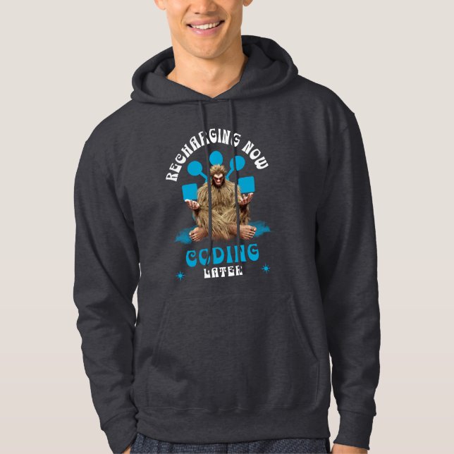 Introvert Programmer Recharging Kodning Senare Hoodie (Framsida)
