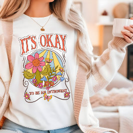 Introvert Retro Flowers Funny skripttypografi T Shirt