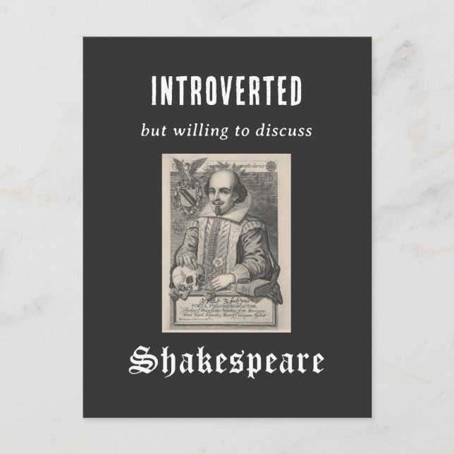 Introvert Shakespeare Litteratur Drama Roligt Vykort (Framsida)