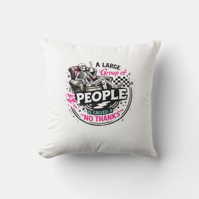 Introvert Skelett Slappnar Av Med Kaffe Nej Tack  Kudde (Framsida)