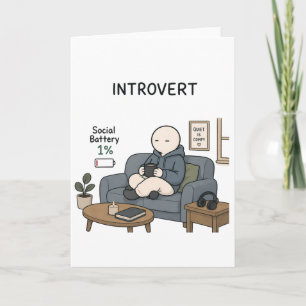 Introvert Socialt Batteri 1% Roligt Introvert Meme Kort