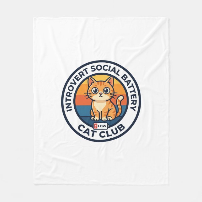 Introvert Socialt Batteri Katt Söt Kisse Design -  Fleecefilt (Framsidan)