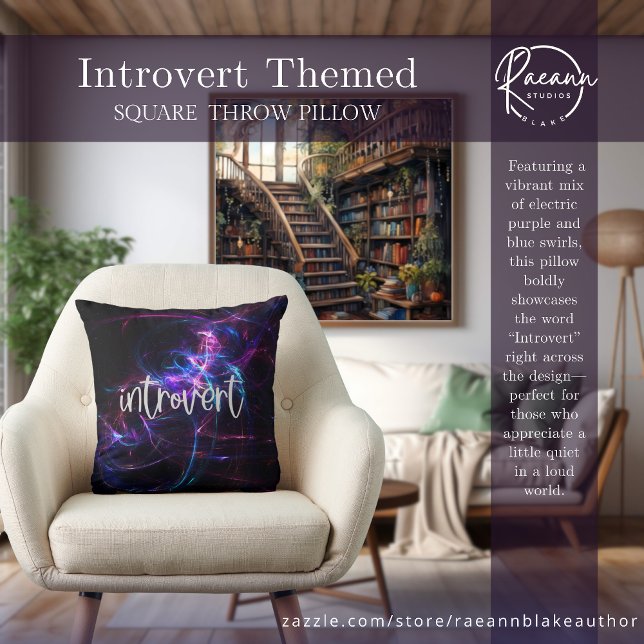 Introvert Themed Abstract Design Square Throw Pill Kudde (Skapare uppladdad)