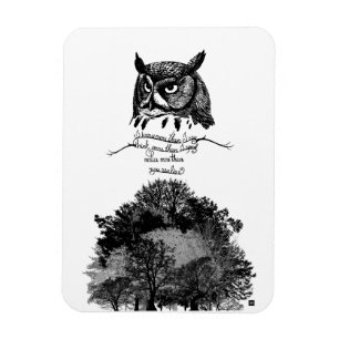 Introvert uggla visdom illustrerade bläck citat magnet