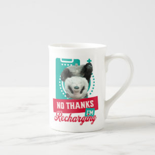 Introvert Utbrändhet Panda Socialt Batteri Design Benporslin Mugg
