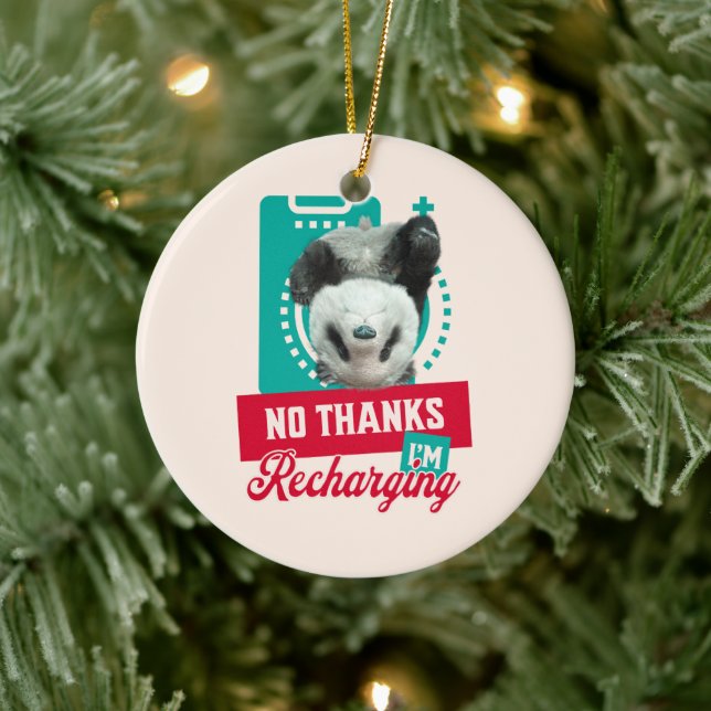 Introvert Utbrändhet Panda Socialt Batteri Design Julgransprydnad Keramik (Träd)