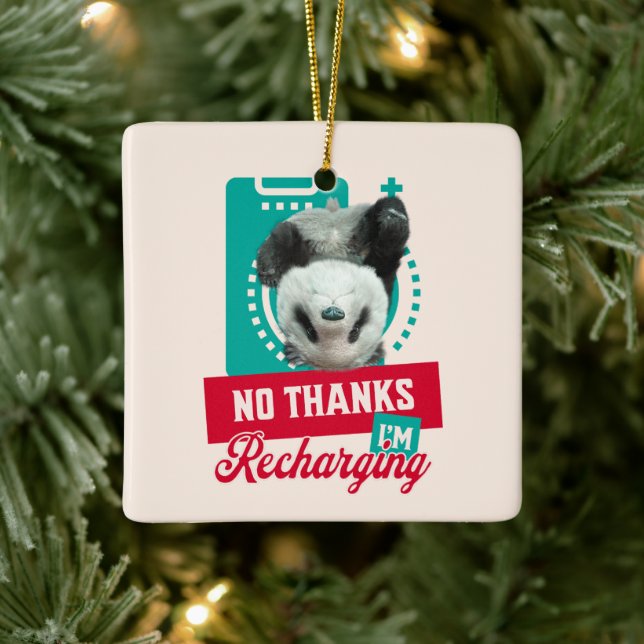 Introvert Utbrändhet Panda Socialt Batteri Design Julgransprydnad Keramik (Träd)