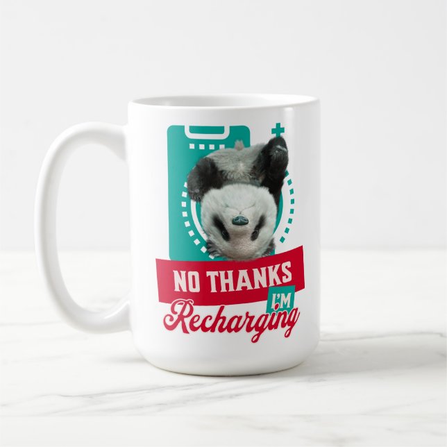 Introvert Utbrändhet Panda Socialt Batteri Design Kaffemugg (Vänster)