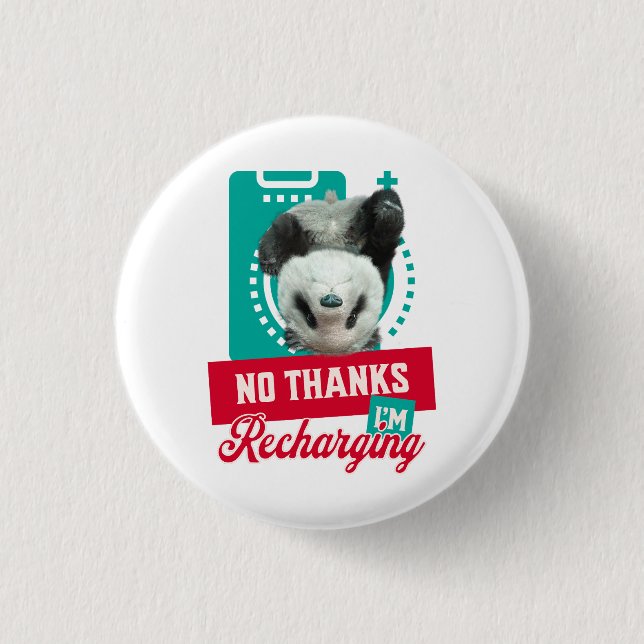 Introvert Utbrändhet Panda Socialt Batteri Design Knapp (Framsida)
