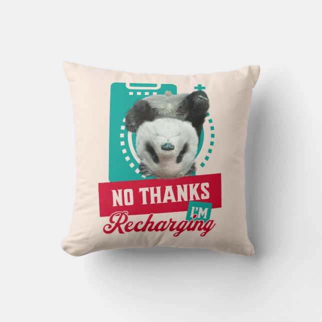 Introvert Utbrändhet Panda Socialt Batteri Design Kudde (Framsida)