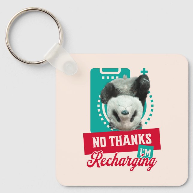 Introvert Utbrändhet Panda Socialt Batteri Design Nyckelring (Framsida)
