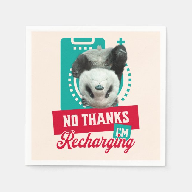 Introvert Utbrändhet Panda Socialt Batteri Design Pappersservett (Framsidan)