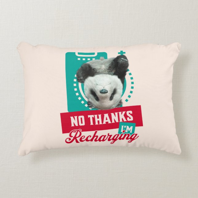 Introvert Utbrändhet Panda Socialt Batteri Design Prydnadskudde (Framsidan)