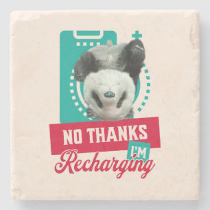 Introvert Utbrändhet Panda Socialt Batteri Design Stenunderlägg